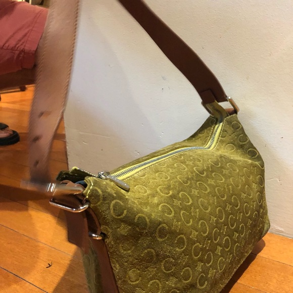 CELINE green suede monogrammed bag and wallet - Picture 2 of 8